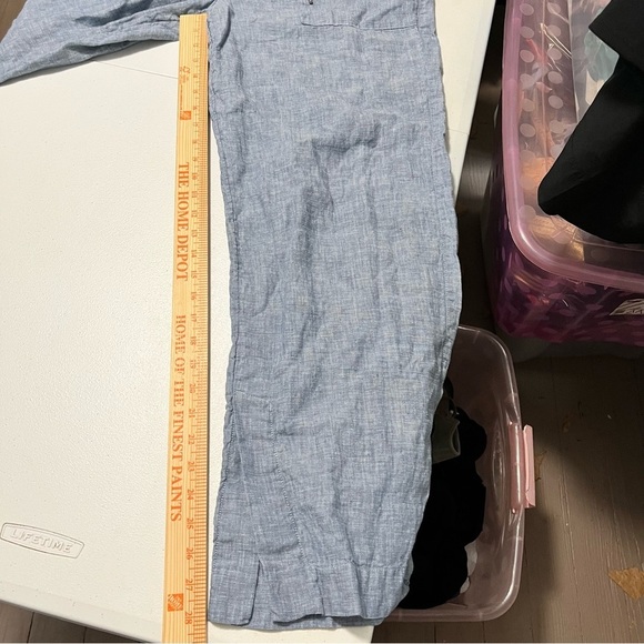 Athleta Retreat Linen Wide Leg Pants Chambray Blue Size 8 R2 - Picture 5 of 8